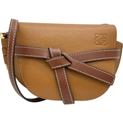 LOEWE Gate Mini Shoulder Bag Leather Brown Gold Hardware Mako Bl Ymik