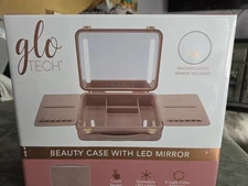 Glo Tech Beauty Case with LED Mirror Pink New in Box