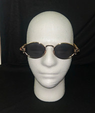Oval Sunglasses Gold Metal Frame Black Tinted Lenses