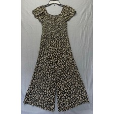 Nordstrom black floral cap sleeve cotton jumper. Girls sz L 10/12.