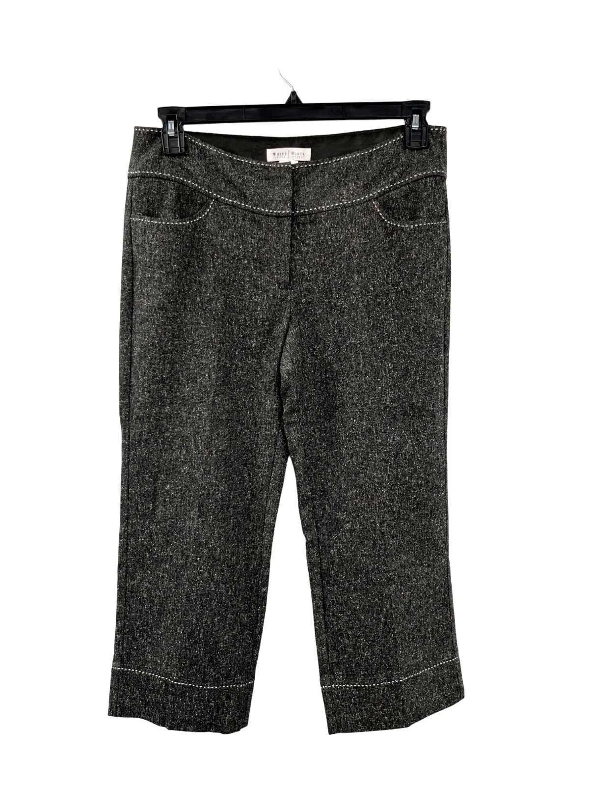 White House Black Market Womens 8 Used Black Gray Tweed Capri Pants