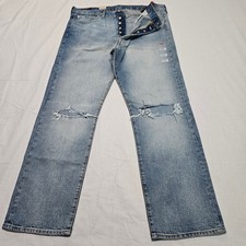 Levi's 501 Original Distressed Straight Leg Button Fly Fade Blue Size 40x32