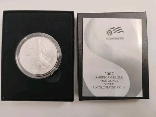 2007-W American Silver Eagle 1 oz .999 $1 Burnished Satin Finish.
