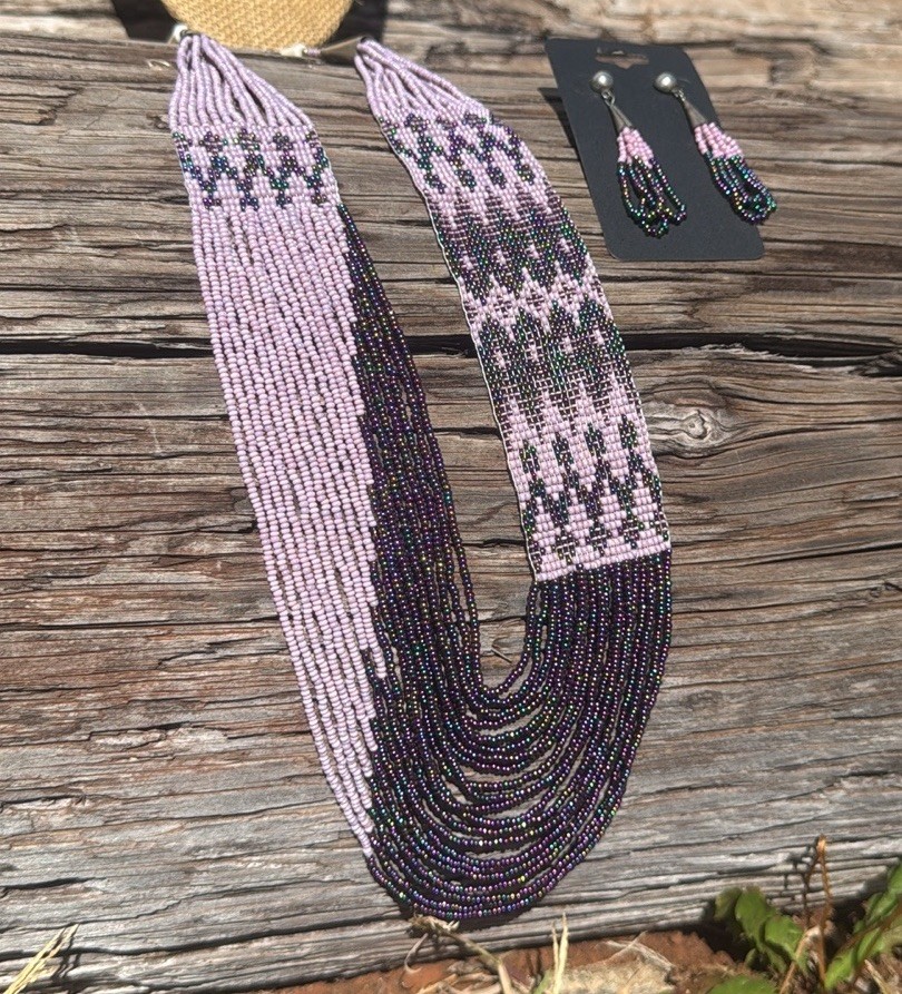 Purple Beaded Multiple Strand Statement Earring S… - image 3