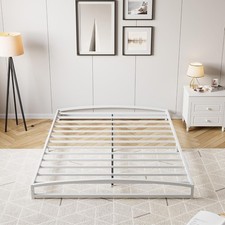 Heavy Duty Metal Bed Frame White 6" Height Platform Bed Slat Support 4 Sizes