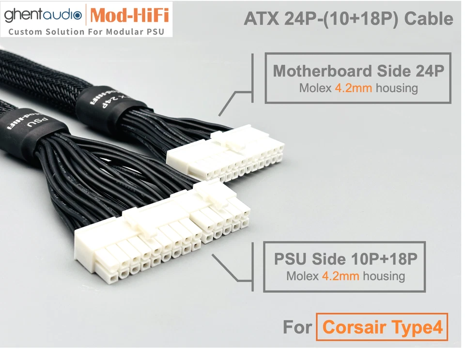 ⚡️ATX 24-Pin Cable for Corsair Type4 (AX, HX, RMi, RMe, RMx...)-📏30cm / 12 inch - Image 3 of 4