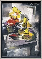MID CENTURY ABSTRACT EXPRESSIONIST STILL LIFE LISTED FEMALE LAGUNA CaLiFoRnia