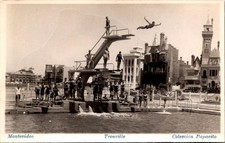 Montevideo Uruguay Trouville Swimmer Mid Dive Off High Dive RPPC Postcard 35588