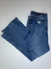 Joe Browns Jeans Mens W38R L32" Blue Bootcut Button Up Cotton Mid Blue Denim