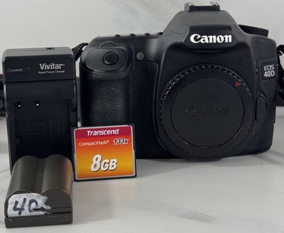 Canon EOS 40D 10.1MP Digital SLR Camera Body, Battery, Charger, & Memory Card
