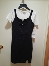 New Rare Editions girls Dress Sz 14 Black / White Party Dress 2 Peice Nice