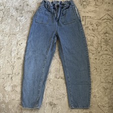 Zara Barrel Jeans Straight Leg Womens Size 4 Missing Button 