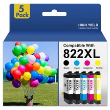 5PK 822XL T822XL Ink Cartridge For Epson WorkForce Pro WF-3820 WF-4834 WF-4833