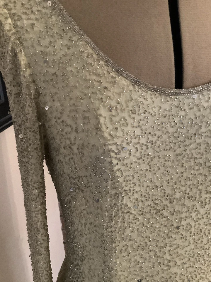 Ladies Designer Vintage Frank Usher Lemon Sequinned Gown. Size 12 - Image 3 of 4