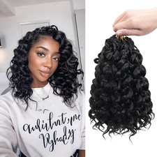 8 Packs Curly Crochet Hair for Women 10 Inch Natural Black Short Pre Looped Ocea