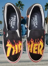 Vans Thrasher  slip on pro mens size 8.5 shoes black flame skate sneakers
