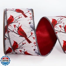 LaRibbons Cardinal Velvet Ribbon Wired, 2.5 Inch x 10 Yards Reversible Red an