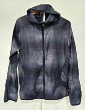 All in Motion Lightweight Hooded Full Zip Windbreaker Jacket Black/Gray M