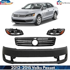 Front Bumper Cover Fascia & Grille Assembly Kit For 2012-2015 Volkswagen Passat