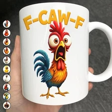 Personalized Funny Chicken F-Caw Mug, F-Caw-F Chicken Humor Mug