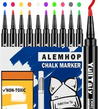 Chalk Markers Fine Tip - 10 Pack Chalkboad Marker - Liquid Chalk Pen Erasable - 