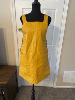 Urban Outfitters Women s Small Yellow Sleeveless Faux Leather Dress