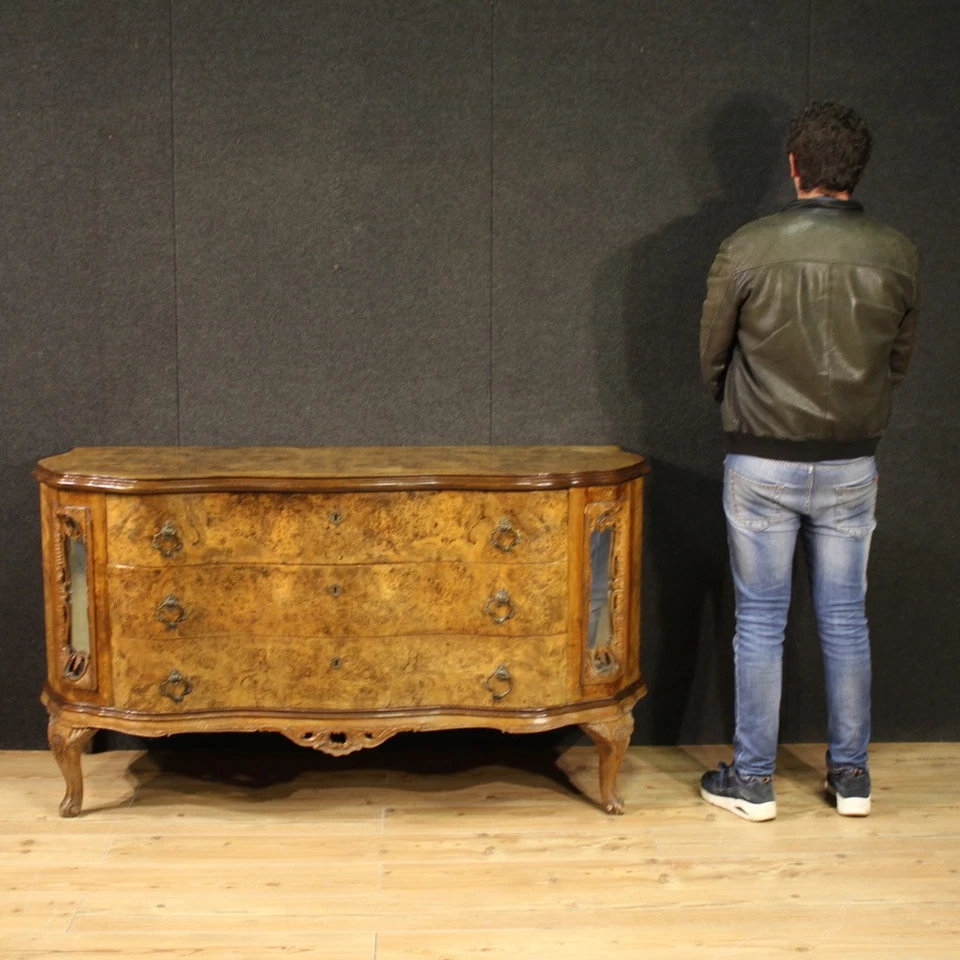 Commode italienne chiffonier meuble en bois style ancien 3 tiroirs 20ème siècle - Photo 2/4