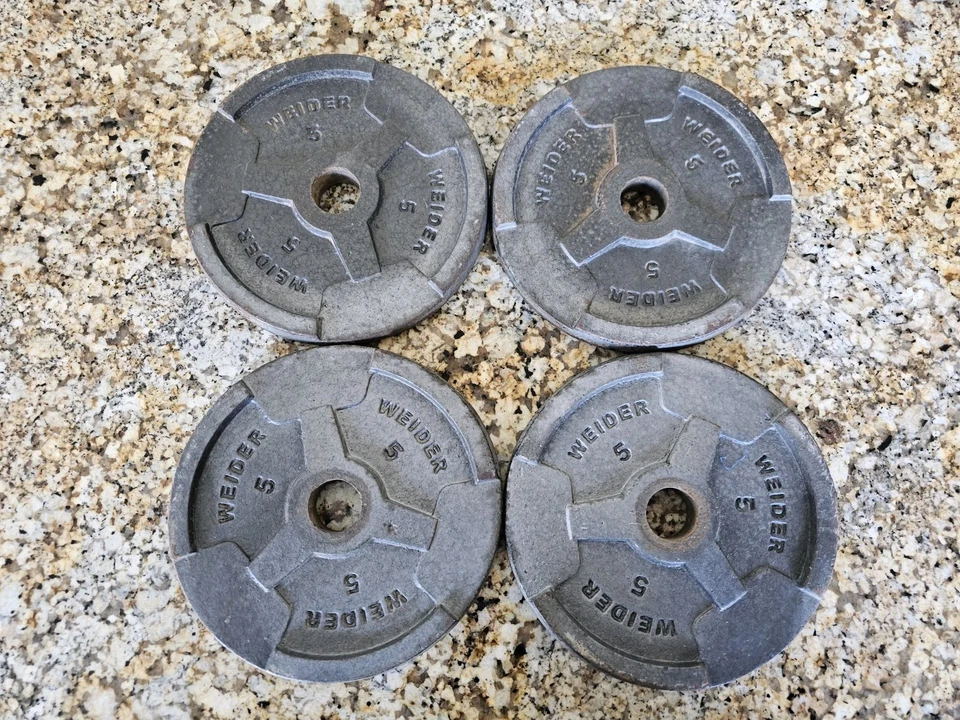 4 Weider 5lb Easy Grip Weight Plate Set Standard Hole 1" Vintage  - Image 2 of 2