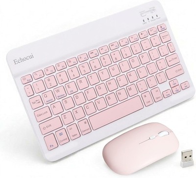 Echocui Bluetooth Tastatur Maus Set Wiederaufladbar Pink Dual Mode