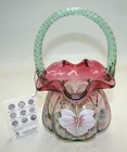 Fenton Historical Collection 7139-BW Rubina Verde Downy Thorn Apple Basket w/Box