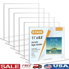 Acrylic Sign Holder Double-Sided T-Shaped Display Stand Flyers Posters Ads New