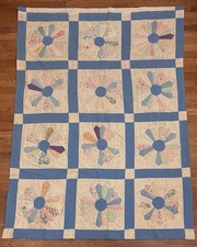 Antique Dresden Plate Pattern Quilt 72" X 52"
