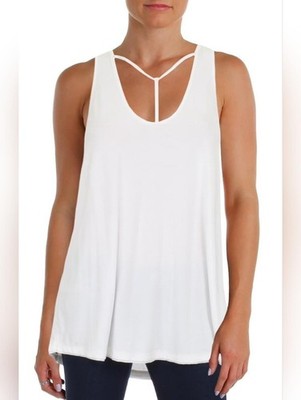 We The Free Amelia White Strappy V-Bar Tank Top Size M
