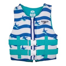 Speedo Youth Life Jacket Vest Zipper  Buckle Closure Blue/White, 50-90 lbs