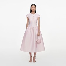 self portrait PINK TAFFETA BUTTONED MIDI DRESS 740 Size US 6 UK 10