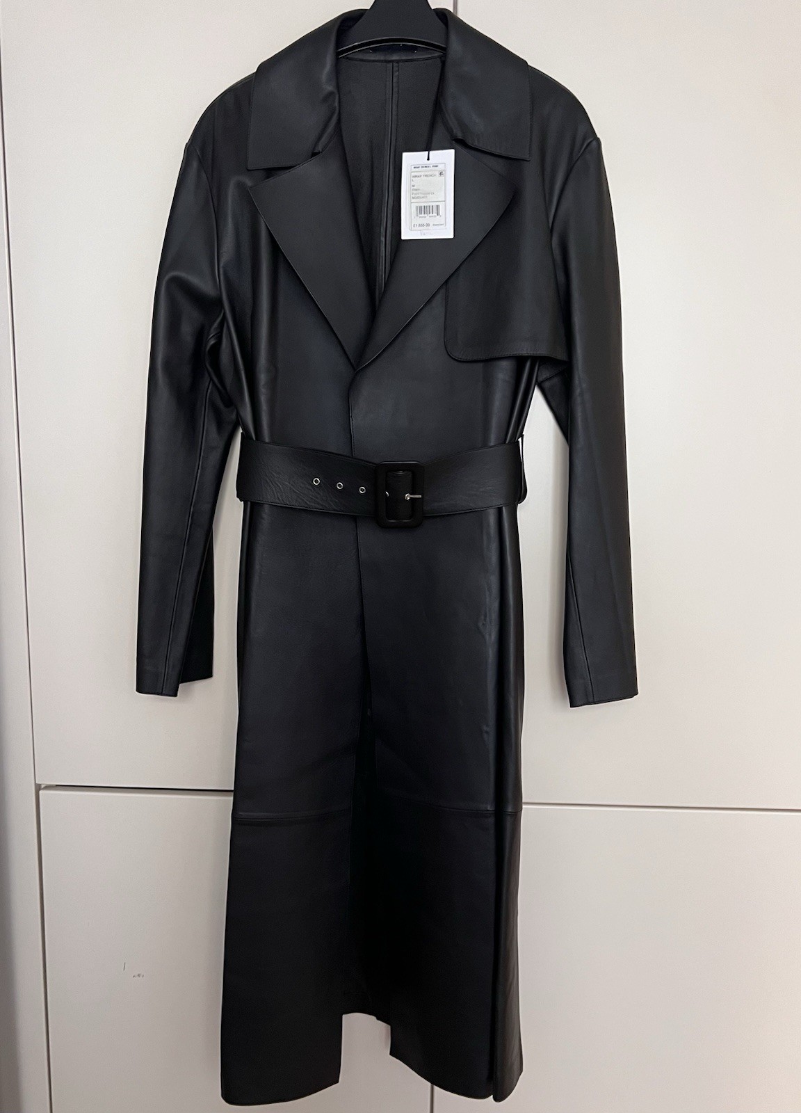 BNWT Theory Genuine Point Napa Black Leather Trench RRP £1,855 image 2