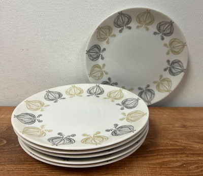 Set of 6 Johann Haviland/Thomas Germany Black/Brown Dessert/Salad Plates