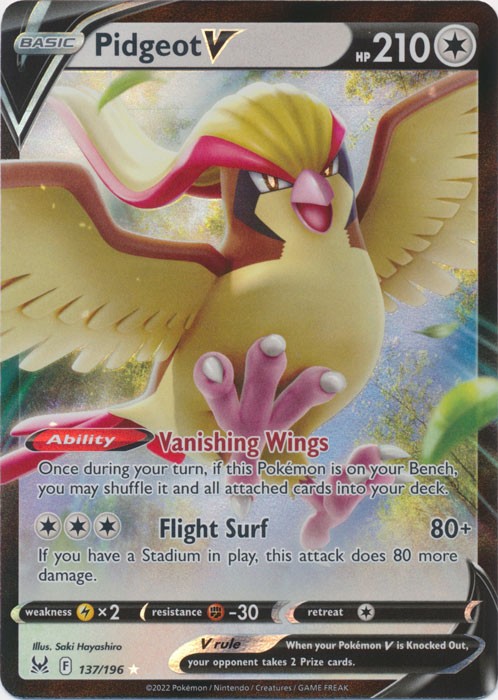 Holo Pidgeot V 137/196 Ultra Rare SWSH11: Lost Origin