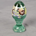 Fenton Art Glass Pedestal Egg EUC handpainted green fruit