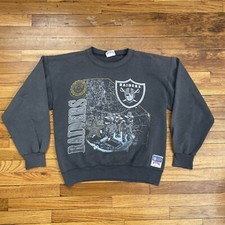 90  s Vintage Nutmeg NFL Los Angeles Raiders Crewneck Sweatshirt Size M Used VTG