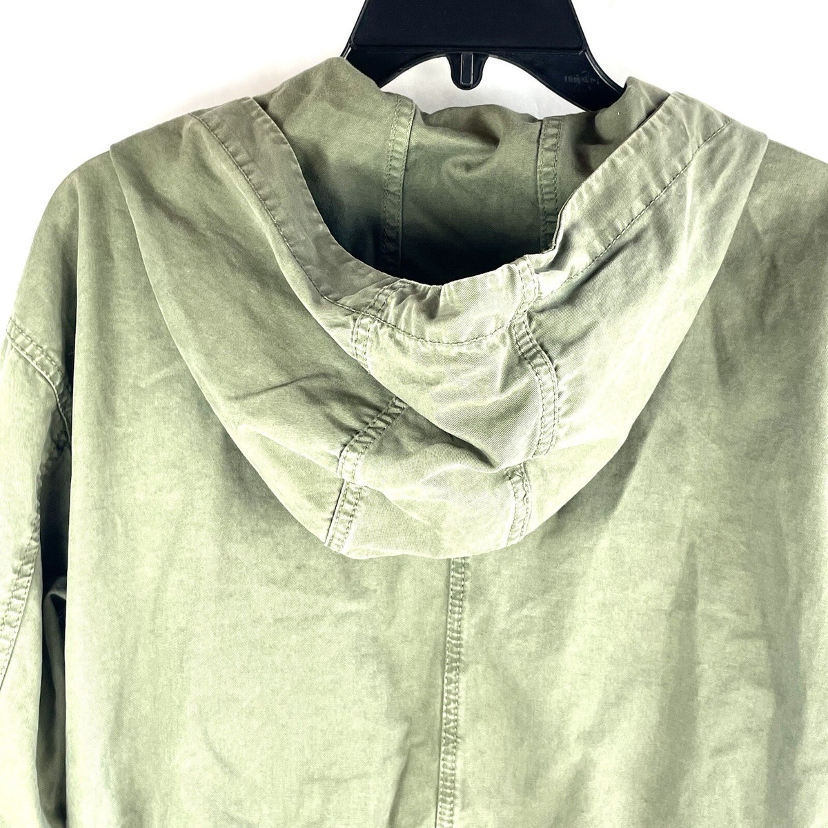 American Eagle Olive Green Hooded Jacket Size Small Zip/Button Up 