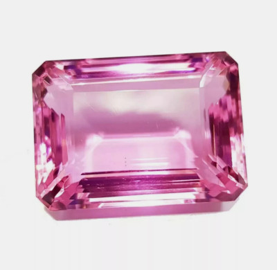 VVS Natural Brazilian Pink Topaz 104.30 Ct Emerald Cut Loose Gemstone Certified