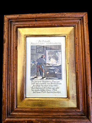 Kupferstich  ''Der Schmid''  Ch. Weigel, Berufe 152 im Prunkrahmen 30x22,5 cm