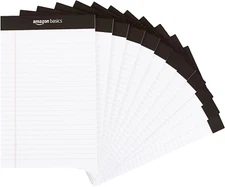 Narrow Ruled Lined Writing Note Pad, 5 Inch X 8 Inch, White, 12 Count (12 Pack o