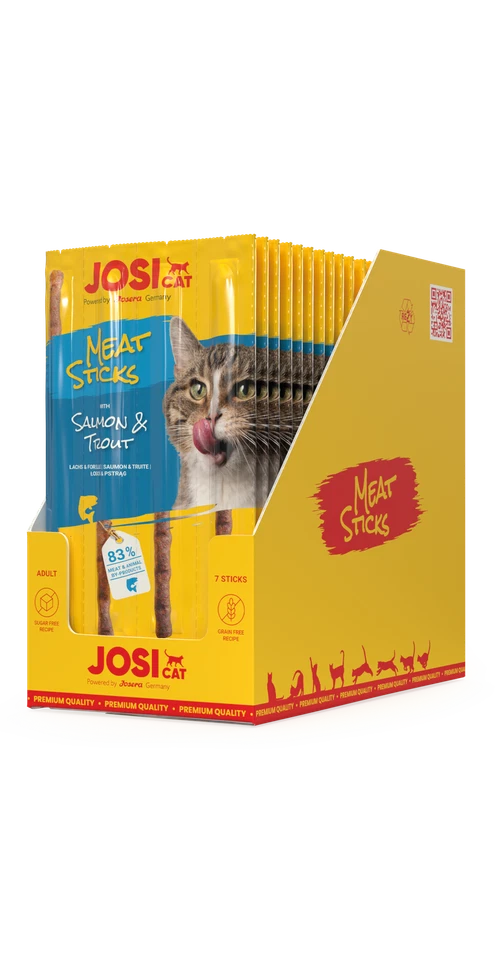 JosiCat Meat Sticks Salmon &Trout (20 x 35g) | Der Snack mit hohem Fleischanteil
