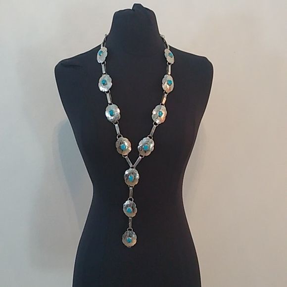 Vintage Sterling Silver Turquoise Concho Belt STERMEX 39\