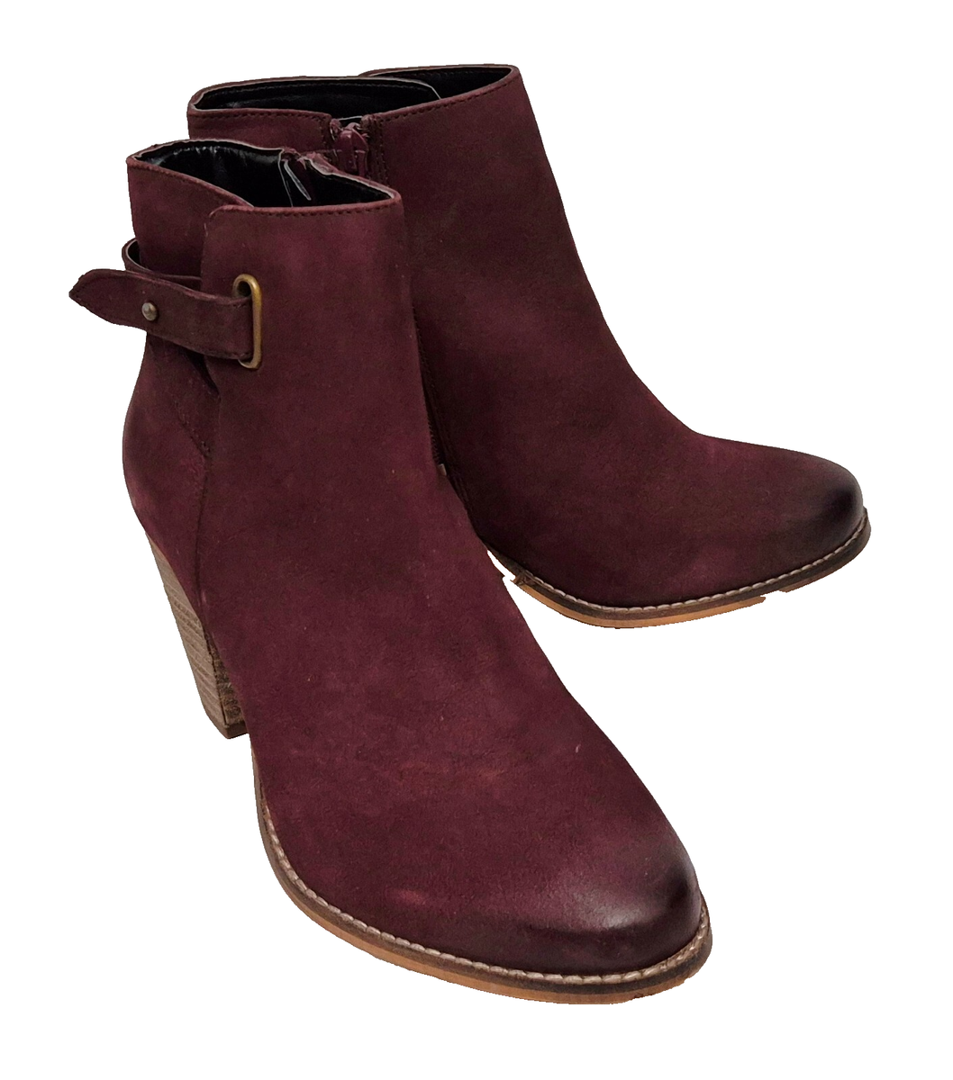 CARVELA WF Smart Ankle Zip Up Wine Leather Block Heel Boots Ladies