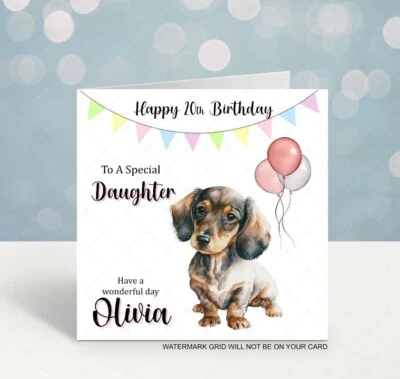 personalised birthday card Dachshund Dog Ladies Daughter Friend Pets Wife Girls
