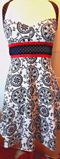 Teeze Me Halter Sundress ~ Sz 5 Black / White /Red - Sweetheart neckline