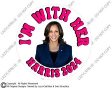 Kamala Harris Decal Sticker Im With Her 2024 Vote Blue Walz Cat Lady Trump MAGA